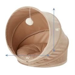 Frisco Foldable Canopy Cat Bed, Sandy Beige -Cat Dog Supply Store 140164 PT3. AC SS1800 V1578441128