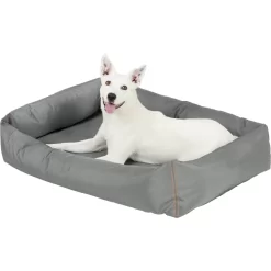 Frisco Rectangular Bolster Dog Bed W/Removable Cover, Dark Gray -Cat Dog Supply Store 144865 PT4. AC SS1800 V1578443251