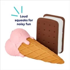Frisco Ice Cream Sandwich & Ice Cream Cone Latex Squeaky Dog Toy -Cat Dog Supply Store 213840 PT2. AC SS1800 V1695748351