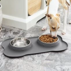 Frisco Silicone Stainless Steel Double Diner Dog & Cat Bowl -Cat Dog Supply Store 215990 PT7. AC SS1800 V1605658625
