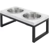 Frisco Marble Print Stainless Steel Double Elevated Dog Bowl
