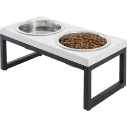 Frisco Marble Print Stainless Steel Double Elevated Dog Bowl -Cat Dog Supply Store 216017 PT2. AC SS1800 V1591020395