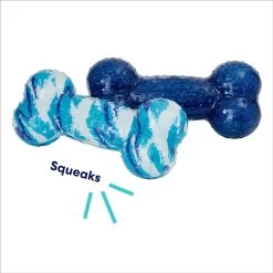 Frisco Retro Denim & Swirl TPR Bone Squeaky Dog Toy -Cat Dog Supply Store 230341 PT2. AC SS1800 V1695748841