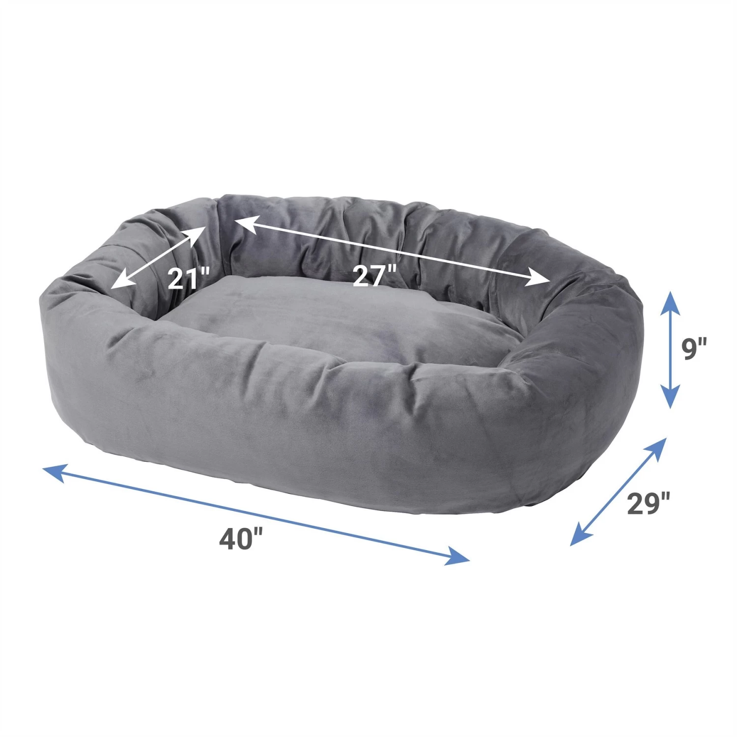 Frisco Velvet Round Bolster Dog Bed W/Removable Cover 2 Frisco Velvet Round Bolster Dog Bed W/Removable Cover - Image 2