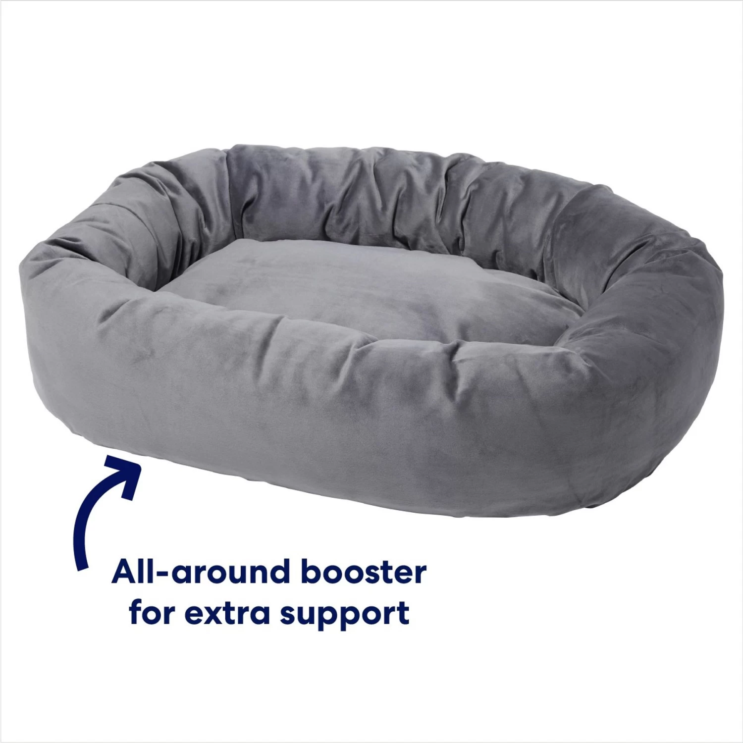 Frisco Velvet Round Bolster Dog Bed W/Removable Cover 3 Frisco Velvet Round Bolster Dog Bed W/Removable Cover - Image 3