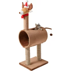 Frisco Holiday 52.3-in Reindeer Cat Scratching Post & Tunnel -Cat Dog Supply Store 236569 PT2. AC SS1800 V1601334091