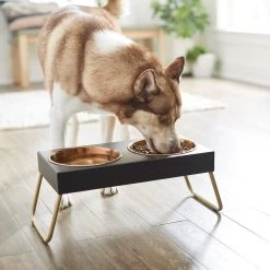 Frisco Copper Stainless Steel Elevated Foldable Double Dog & Cat Bowls -Cat Dog Supply Store 253060 PT2. AC SS1800 V1616594243