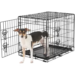 Frisco Fold & Carry Double Door Collapsible Wire Dog Crate & Frisco Gray Basket Weave Dog Crate Mat -Cat Dog Supply Store 255477 PT2. AC SS1800 V1604096794