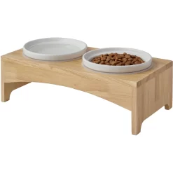 Frisco Ceramic Dog & Cat Double Diner With Elevated Wood Stand -Cat Dog Supply Store 256052 PT4. AC SS1800 V1615311799