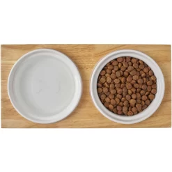 Frisco Ceramic Dog & Cat Double Diner With Elevated Wood Stand -Cat Dog Supply Store 256052 PT6. AC SS1800 V1615311469
