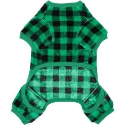 Frisco Dog & Cat Cozy Plush Fleece PJs, Green Plaid -Cat Dog Supply Store 268517 PT4. AC SS1800 V1637682124