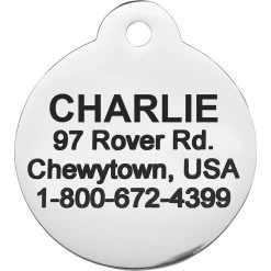 Frisco Chewy Stainless Steel Personalized Dog & Cat ID Tag With Enamel Infill, Round -Cat Dog Supply Store 281947 PT4. AC SS1800 V1622726244