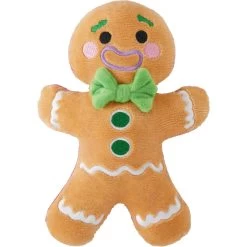 Frisco Holiday Naughty Or Nice Gingerbread Man Reversible Plush Squeaky Dog Toy
