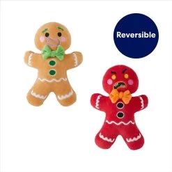 Frisco Holiday Naughty Or Nice Gingerbread Man Reversible Plush Squeaky Dog Toy -Cat Dog Supply Store 287217 PT2. AC SS1800 V1695045721