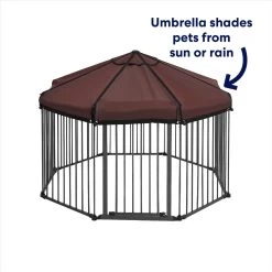 Frisco Outdoor Galvanized Steel 8-Panel Configurable Gate And Playpen With Oxford Roof -Cat Dog Supply Store 507086 PT2. AC SS1800 V1669212042