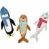 Frisco Holiday Arctic Friends Stuffing-Free Skinny Plush Squeaky Dog Toy