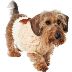 Frisco Cable Knit Dog & Cat Sweater Dress With Velvet Bow -Cat Dog Supply Store 745838 PT2. AC SS1800 V1694793815