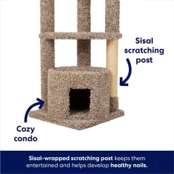 Frisco 64-in Real Carpet Wooden Cat Tree And Condo -Cat Dog Supply Store 914950 PT2. AC SS1800 V1697733055