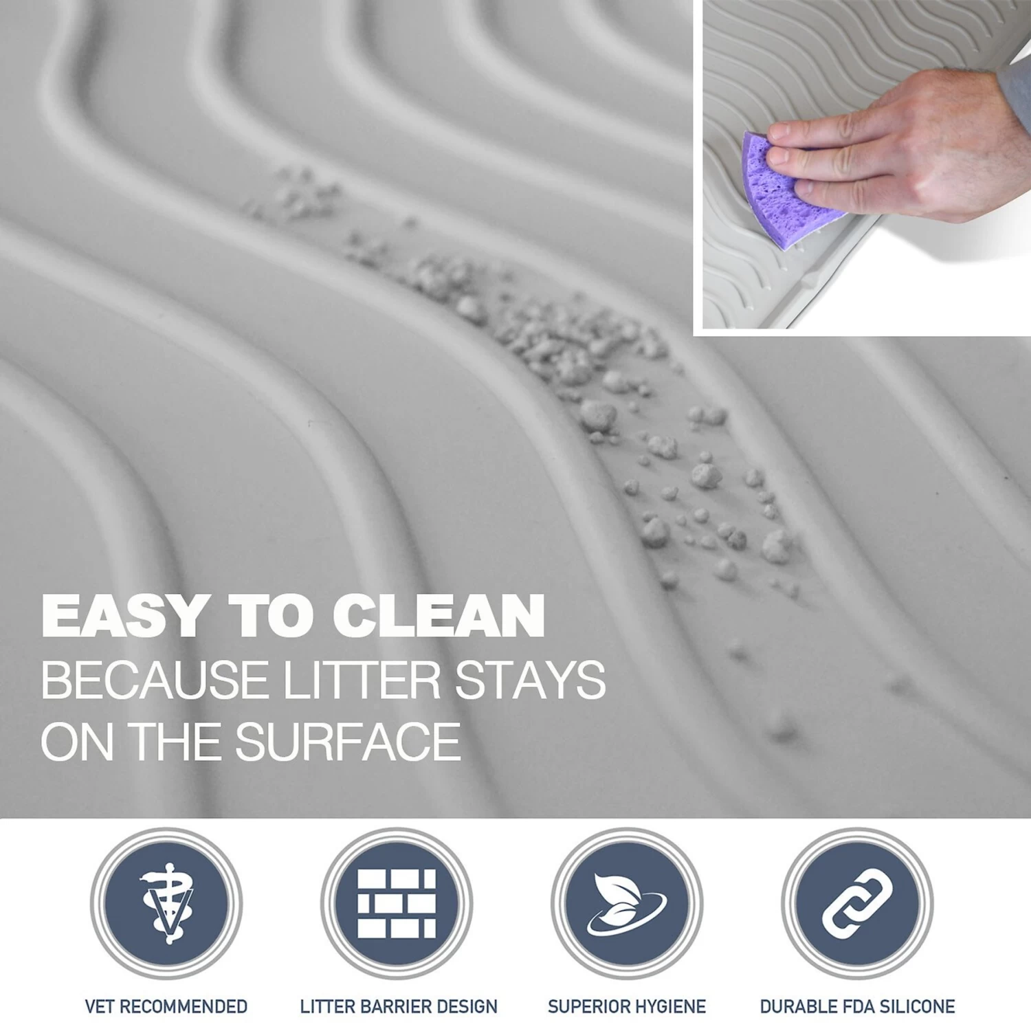 PetFusion ToughGrip Gray Cat Litter Mat 2 PetFusion ToughGrip Gray Cat Litter Mat - Image 2