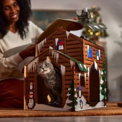 Frisco Holiday Log Cabin Cardboard Cat House & Frisco Holiday Santa's Workshop Cardboard Cat House -Cat Dog Supply Store 986198 PT4. AC SS1800 V1698258175