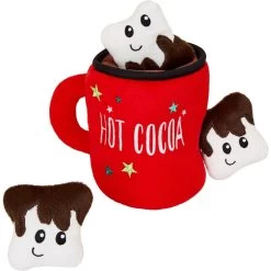 Frisco Holiday Santa's Helpers Plush Squeaky Dog Toy, 3 Count & Frisco Holiday Hot Cocoa Hide & Seek Puzzle Plush Squeaky Dog Toy -Cat Dog Supply Store 986230 PT5. AC SS1800 V1698258115