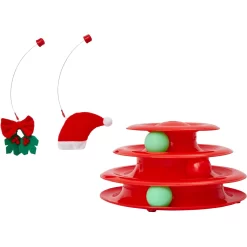 Frisco Holiday Santa Hat & Mistletoe Cat Tracks Cat Toy & Frisco Holiday Mice Cat Toy With Catnip, 5 Count -Cat Dog Supply Store 986278 PT3. AC SS1800 V1698258464