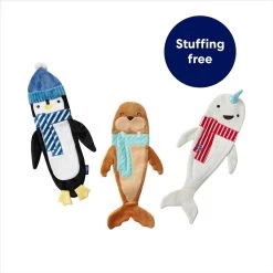 Frisco Holiday Ho Ho Ho Fetch Squeaky Tennis Ball Dog Toy & Frisco Holiday Arctic Friends Stuffing-Free Skinny Plush Squeaky Dog Toy -Cat Dog Supply Store 986310 PT7. AC SS1800 V1698258405